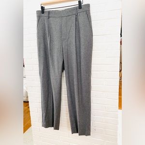 Vince Easy Tapered Wool Blend Pleated Front Pull On Pants Medium Heather Grey L
